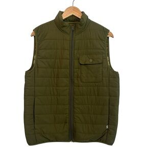 Hang Ten Men's Small Quilted Green Puffer Pocket Sleeveless Zipper Winter Vest
